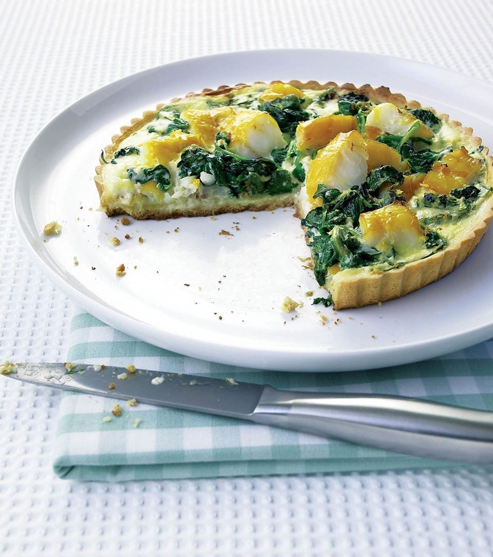 Smoked haddock and spinach tart recipe delicious. magazine