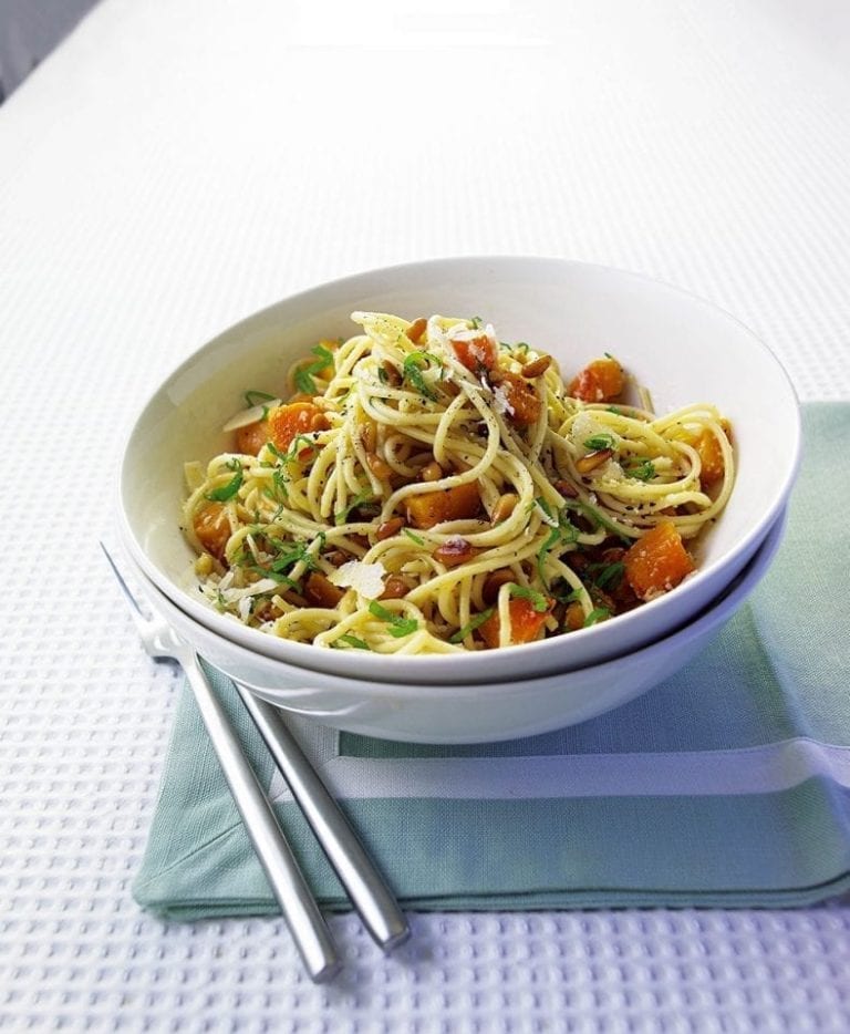 Butternut squash, parmesan and pine nut spaghetti