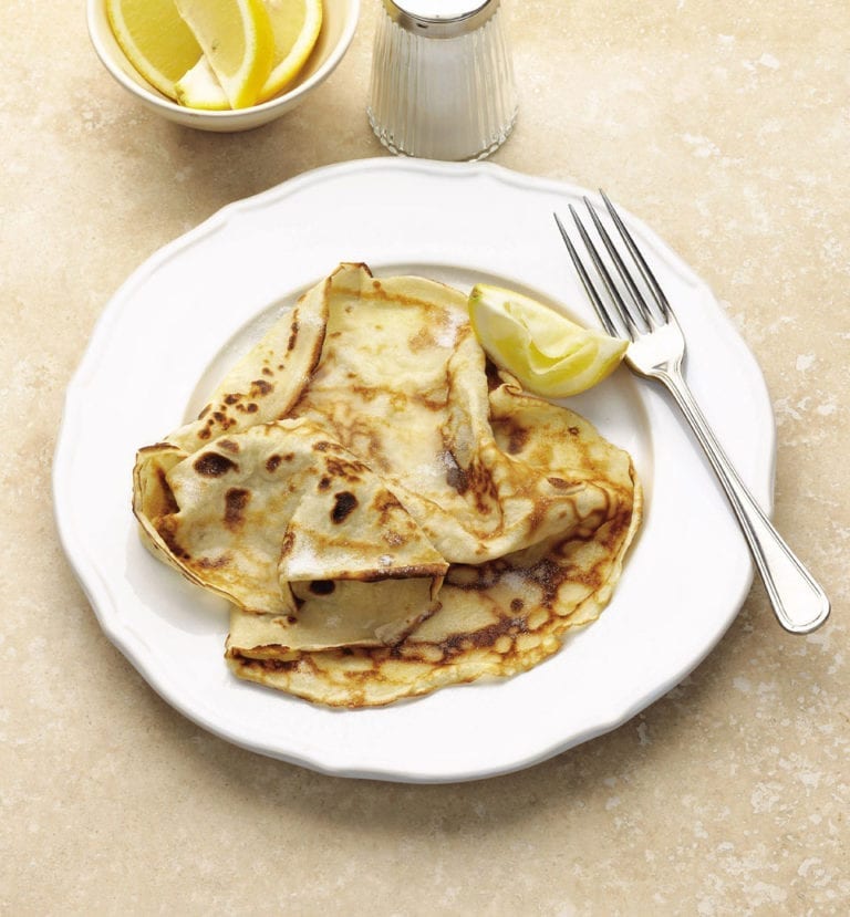 Pancake on a white plate