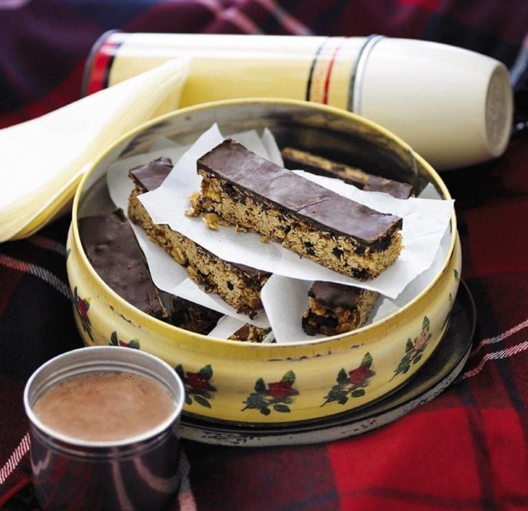 Fruity chocolate flapjacks