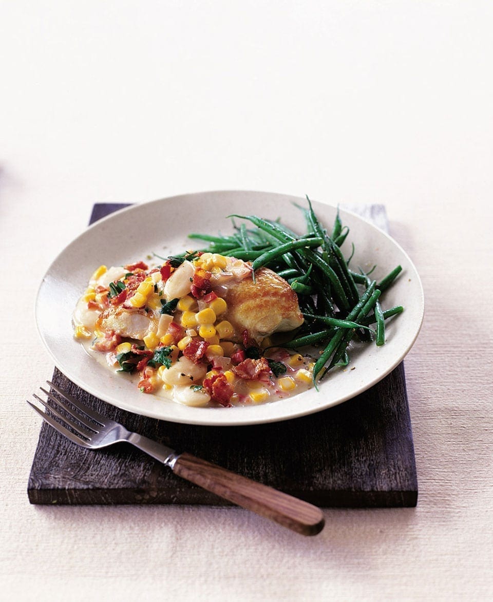 Creamy corn and butter bean chicken recipe delicious. magazine