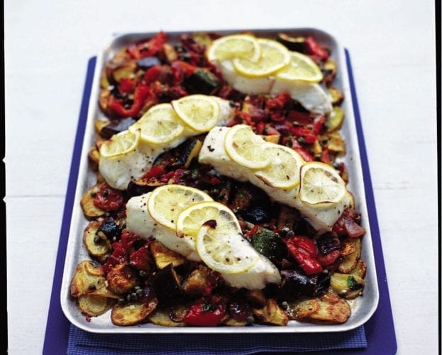 halibut traybake