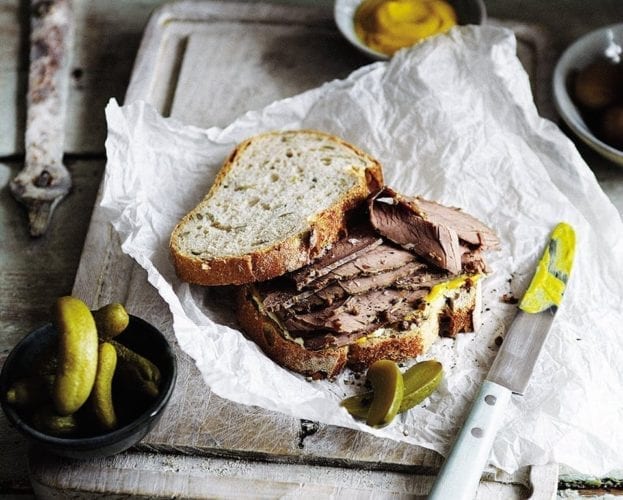 Gruyère and pastrami toasties with chilli fig jam