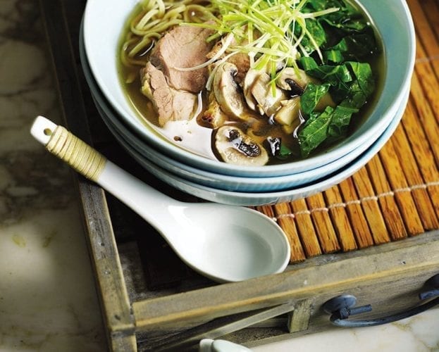 Five-spice roast pork with miso soup