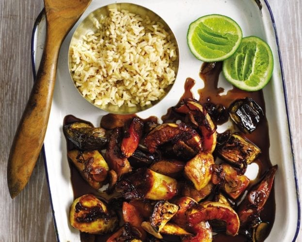 Roasted vegetables with brown rice