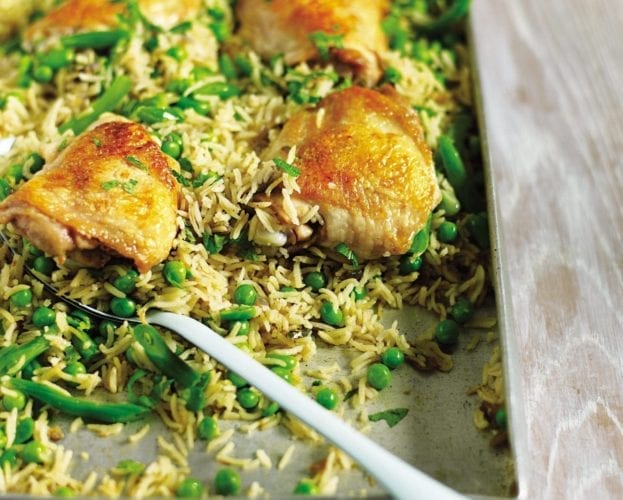 Biryani-style baked chicken and rice