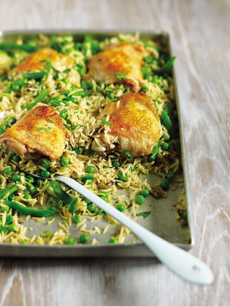 Biryani-style baked chicken and rice