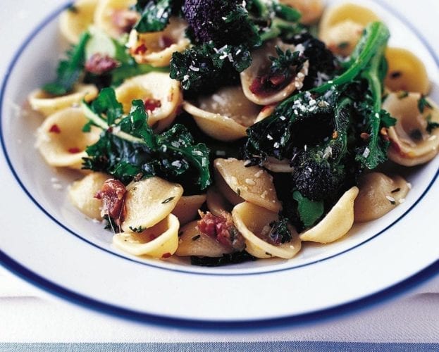 Purple sprouting broccoli gratin