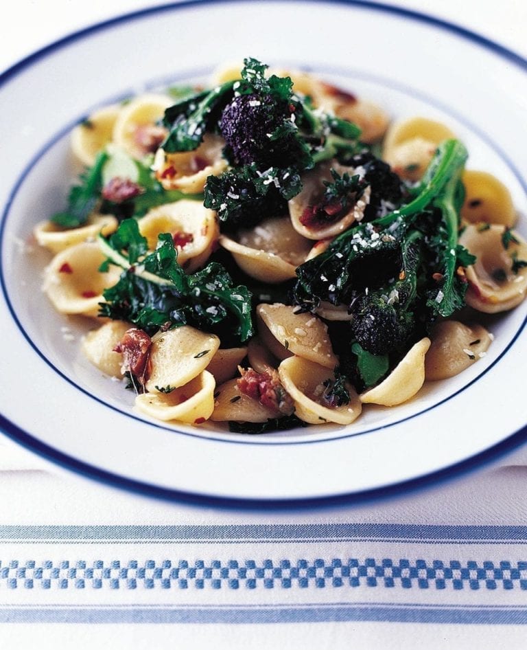 Orecchiette with purple sprouting broccoli