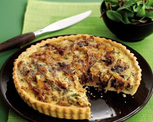Celeriac, onion and mustard puff pastry tart