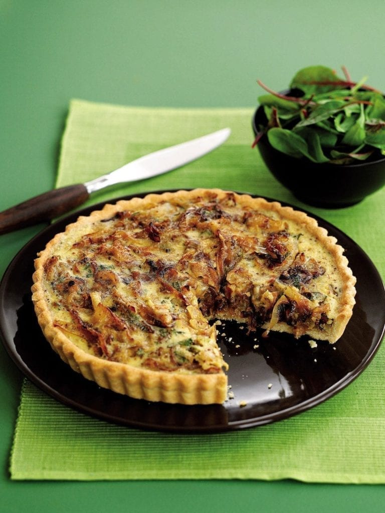 Caramelised onion and mustard tart