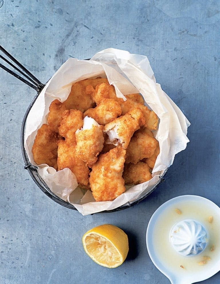 Cod goujons in coconut batter