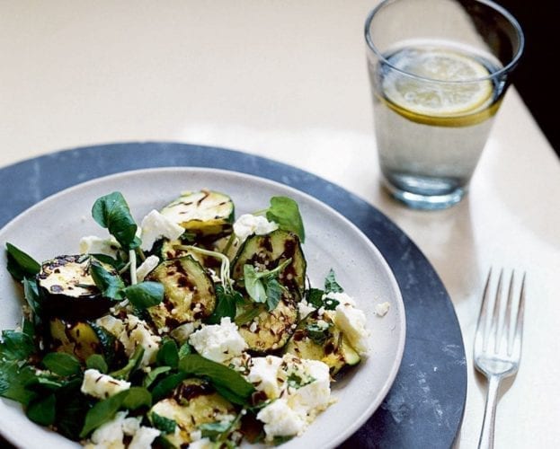 Courgette, feta and blackcurrant salad