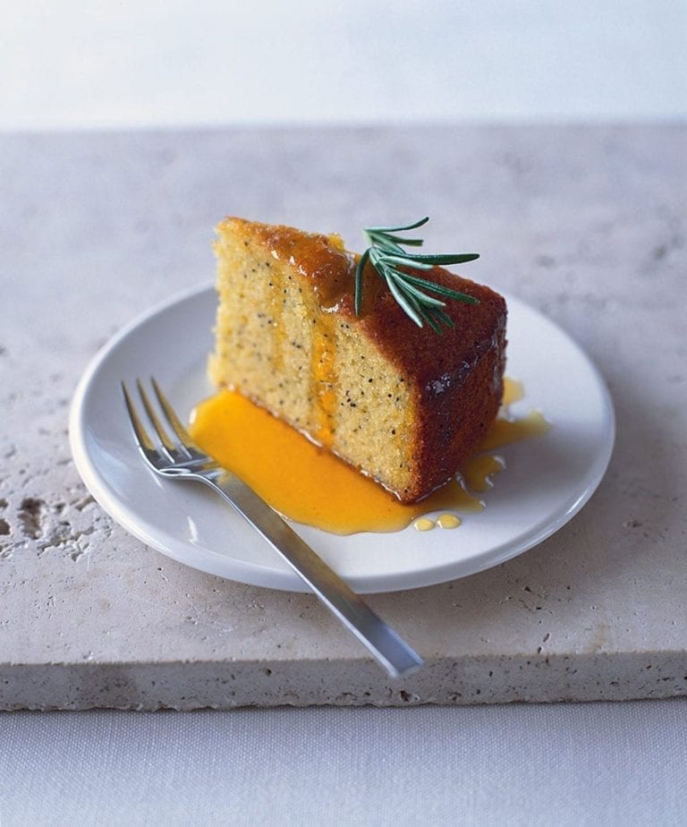 Orange polenta cake with rosemary and orange syrup