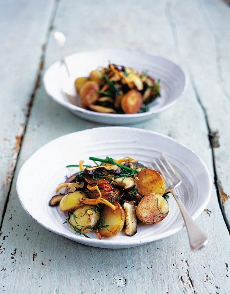 Jersey royal potatoes and wild mushrooms