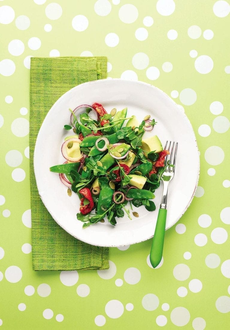 Mangetout and avocado salad