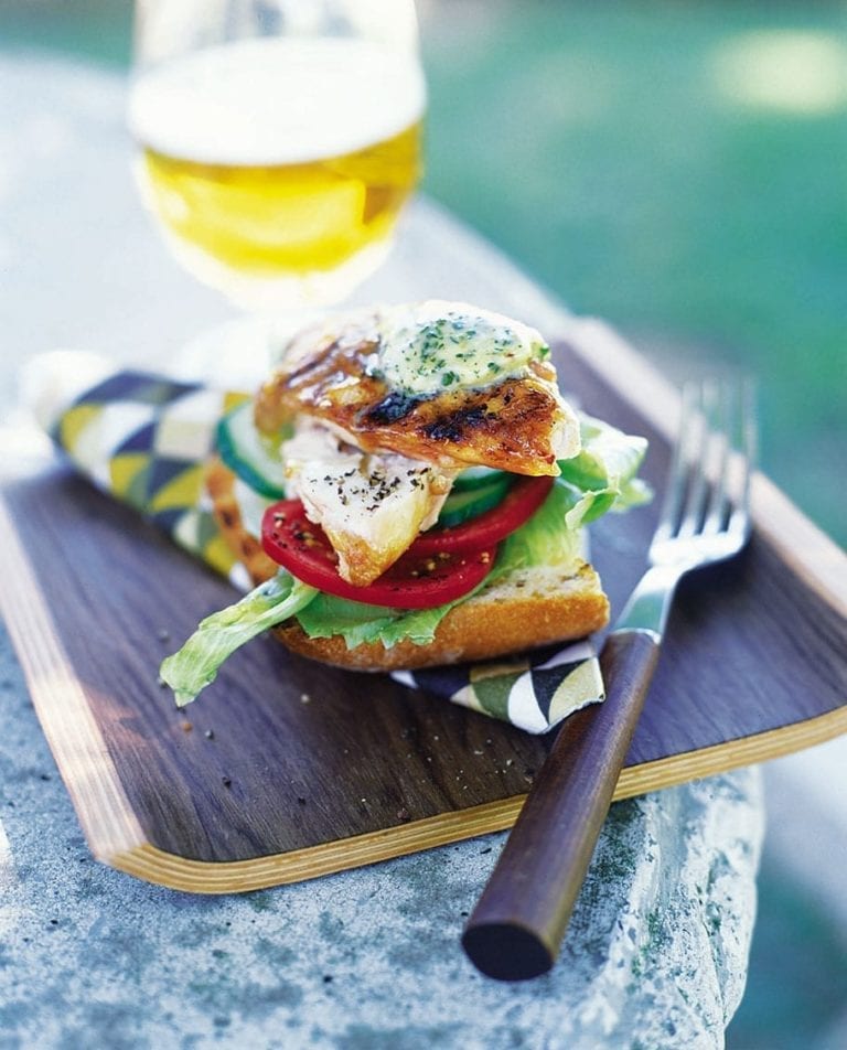 Chicken bruschetta with chilli, coriander and lemon butter