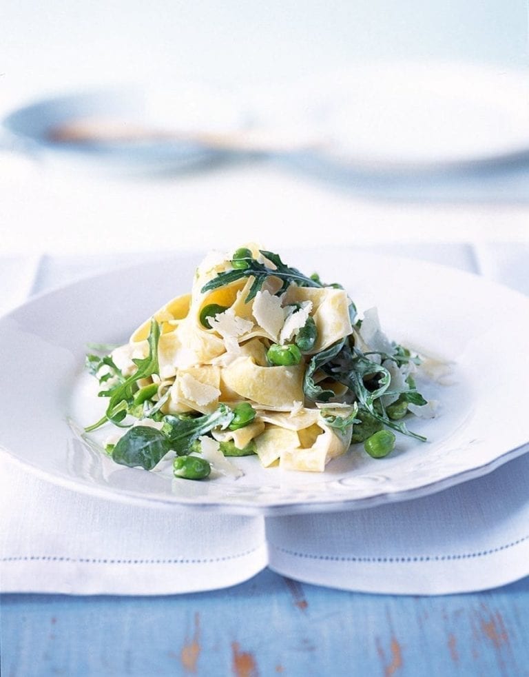 Pappardelle with broad beans and rocket