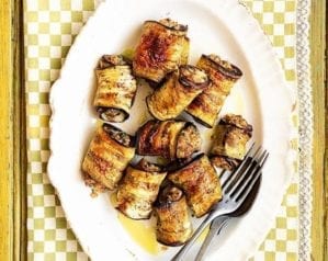Stuffed aubergine rolls