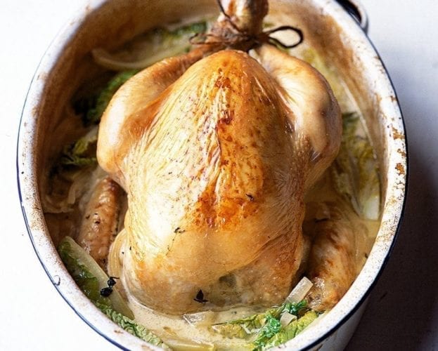 Fennel and white wine pot-roast chicken