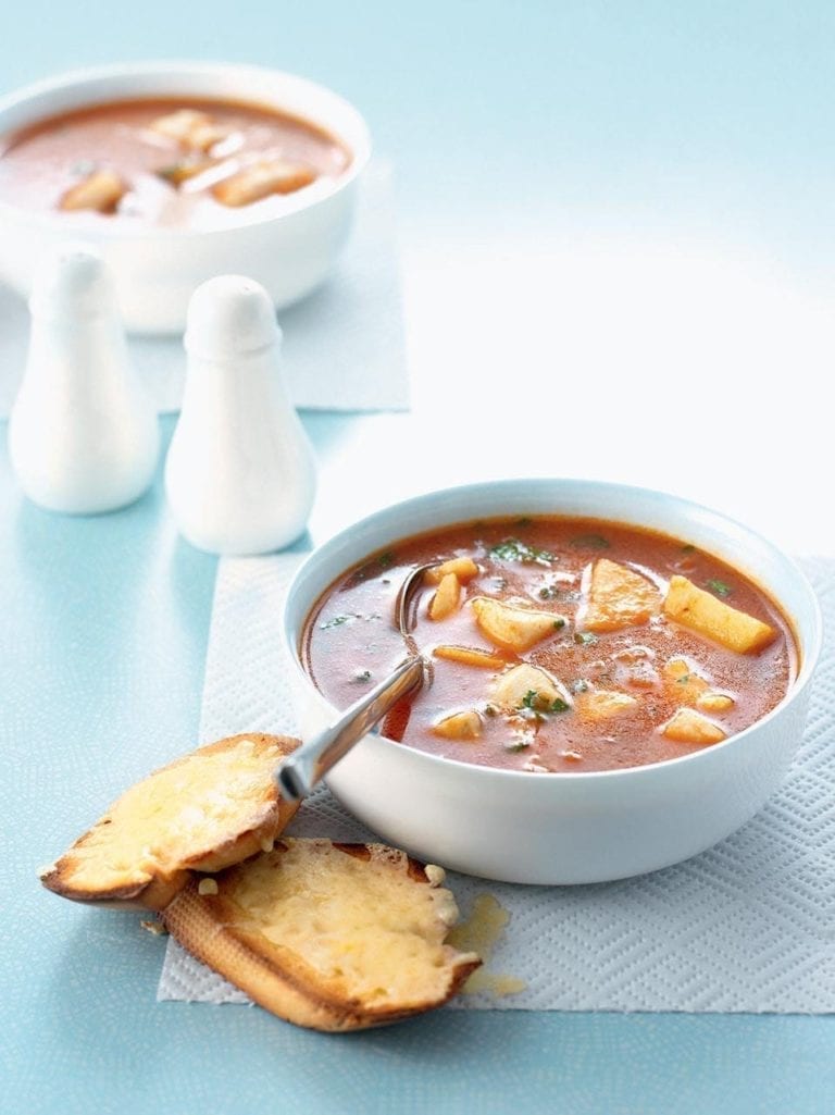 Easy bouillabaisse with Gruyère croùtes