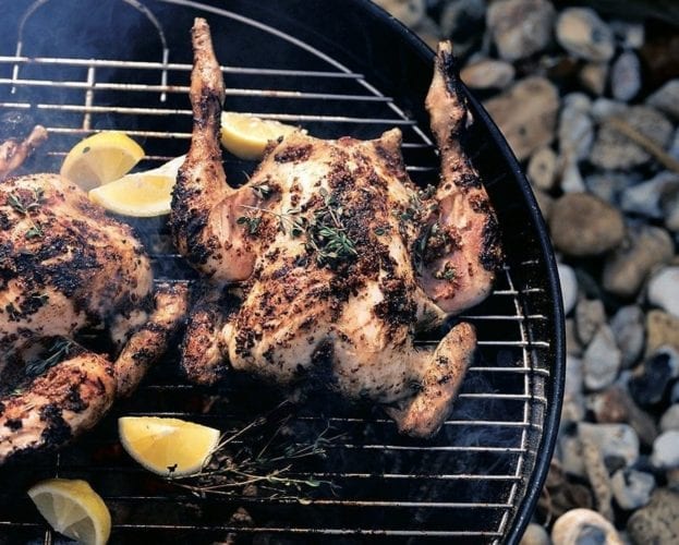 Spatchcocked crispy-skin chicken with herbs, lemon and garlic