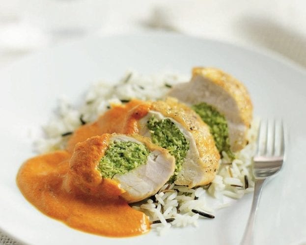 Chicken with asparagus and rice