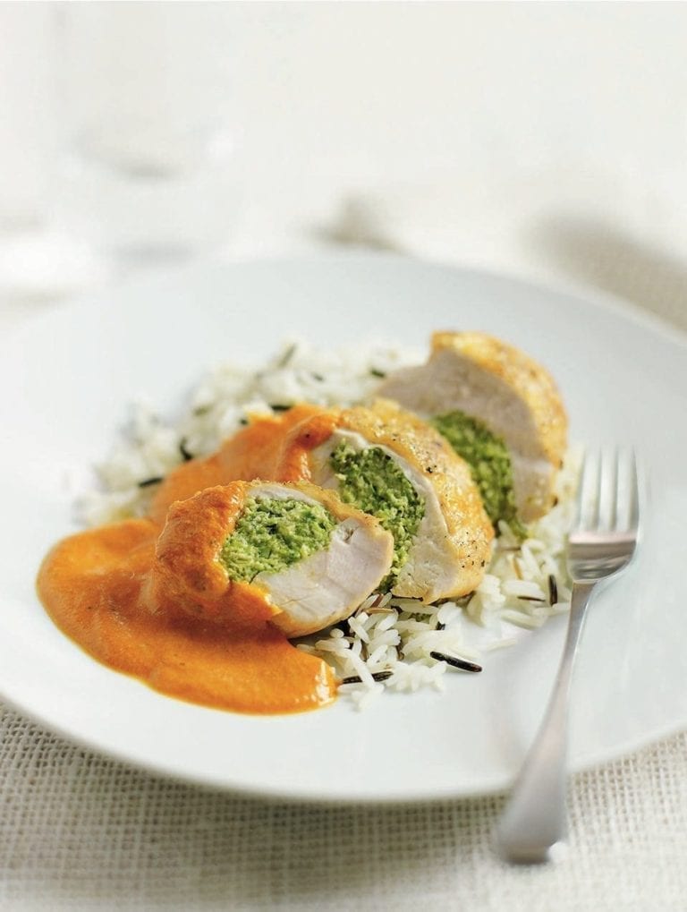 Chicken with asparagus and rice