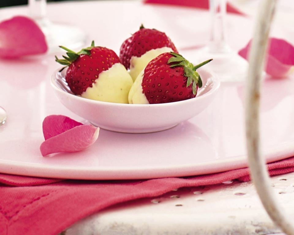 White chocolate-dipped strawberries recipe | delicious. magazine