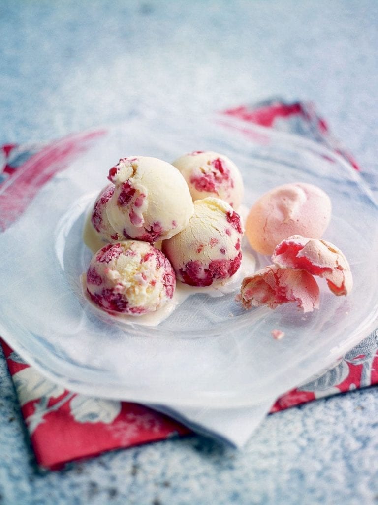 Raspberry and clotted cream ice cream