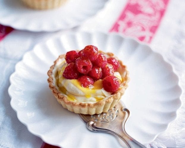 raspberry and white chocolate tarts