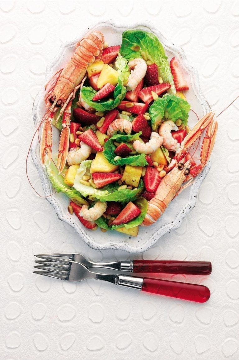Strawberry and langoustine salad
