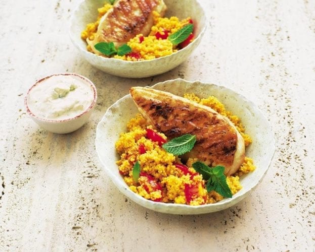 Griddled chicken with spiced tomato couscous