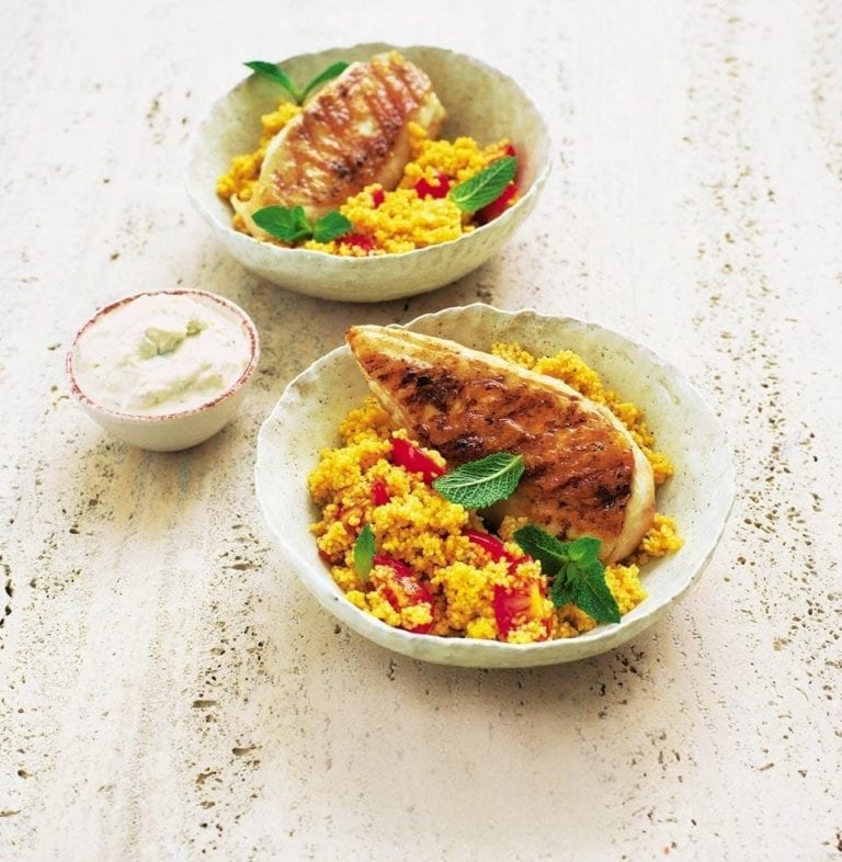 Griddled chicken with spiced tomato couscous