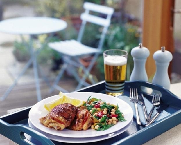 Chorizo chicken with chickpea and rocket salad