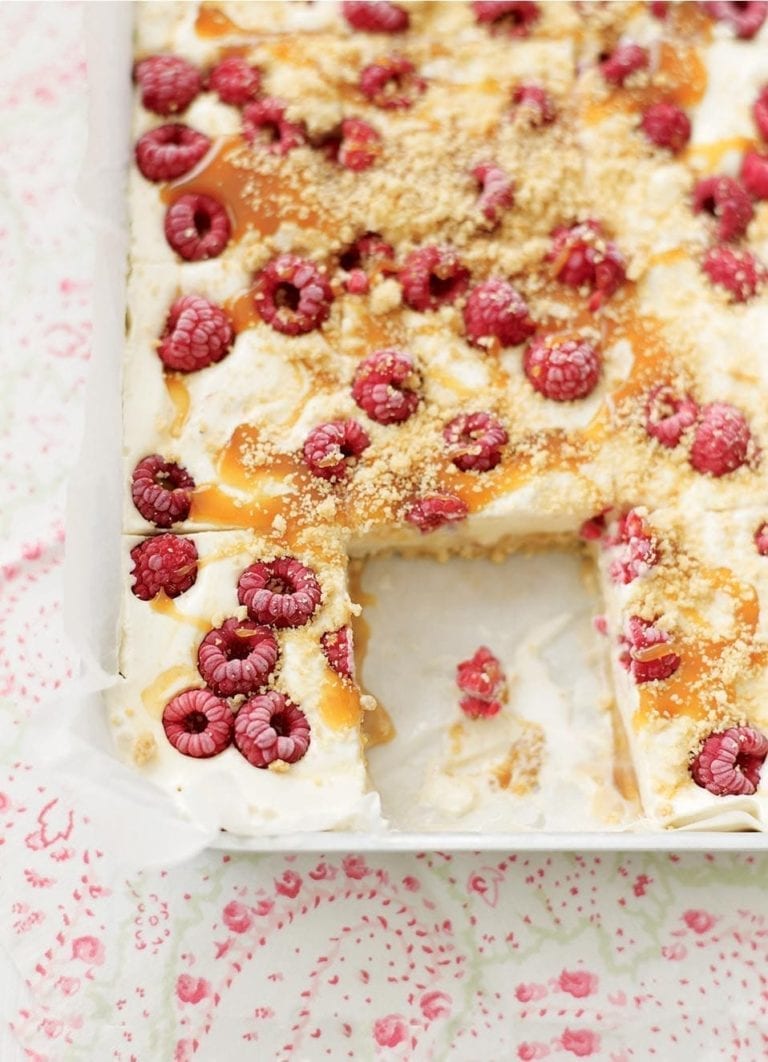 Raspberry and toffee ice cream bars