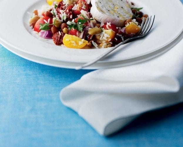 Rice salad with pomegranate molasses