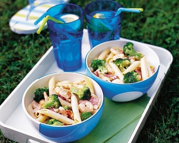 Creamy prawn, bacon and broccoli penne