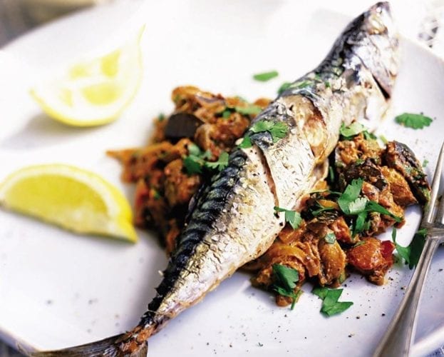 Mackerel with spiced aubergines