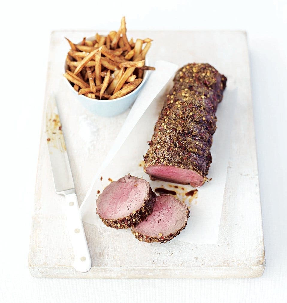 Fillet of beef with chilli, lemon and cumin rub recipe | delicious