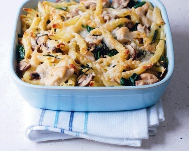 chicken and mushroom pasta bake