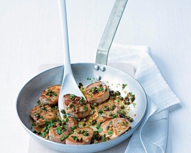 Pork medallions in marsala sauce with spinach polenta