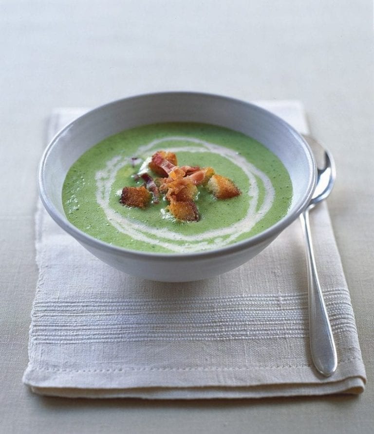 Minted pea and watercress soup