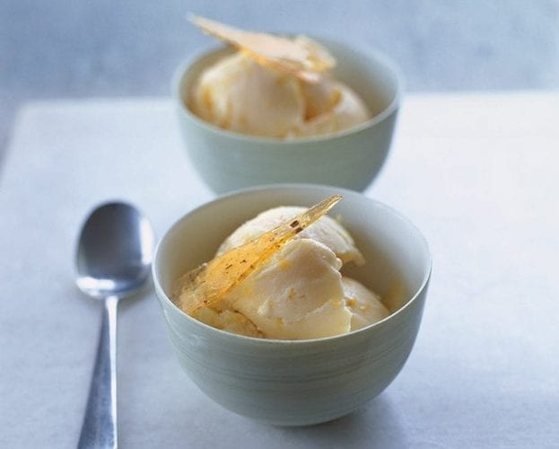 Meringue swans with orange custard