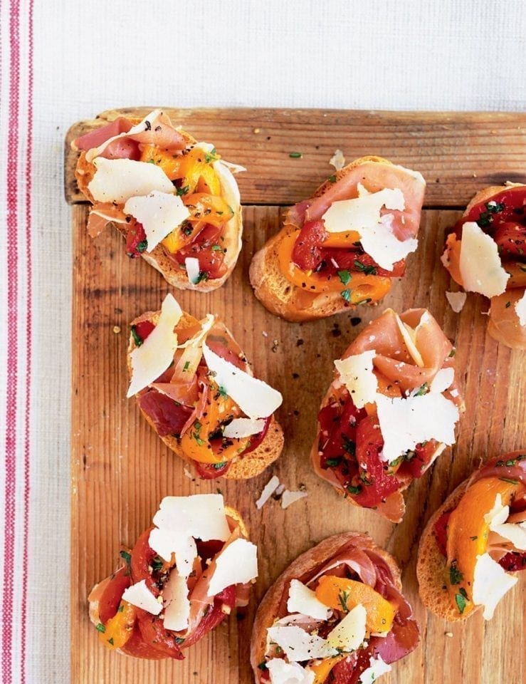 Grana Padano and speck crostini