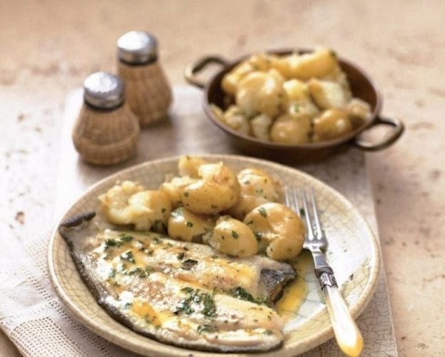 Pan-fried plaice with potato wedges