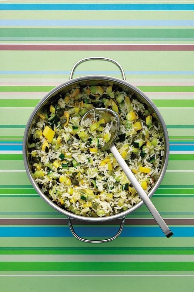Courgette and pumpkin seed rice