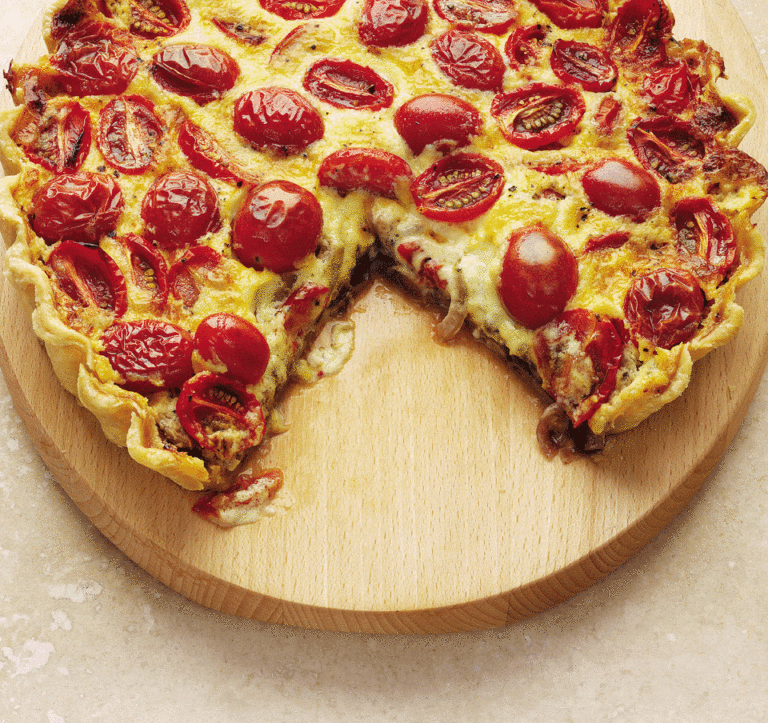 Tomato, red onion and crème fraîche tart