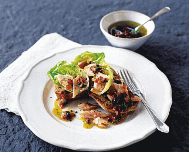 Hot smoked trout and green butter