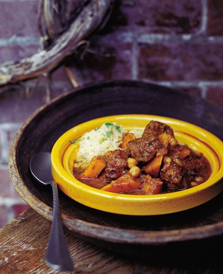Lamb, chickpea and squash tagine with chermoula and couscous